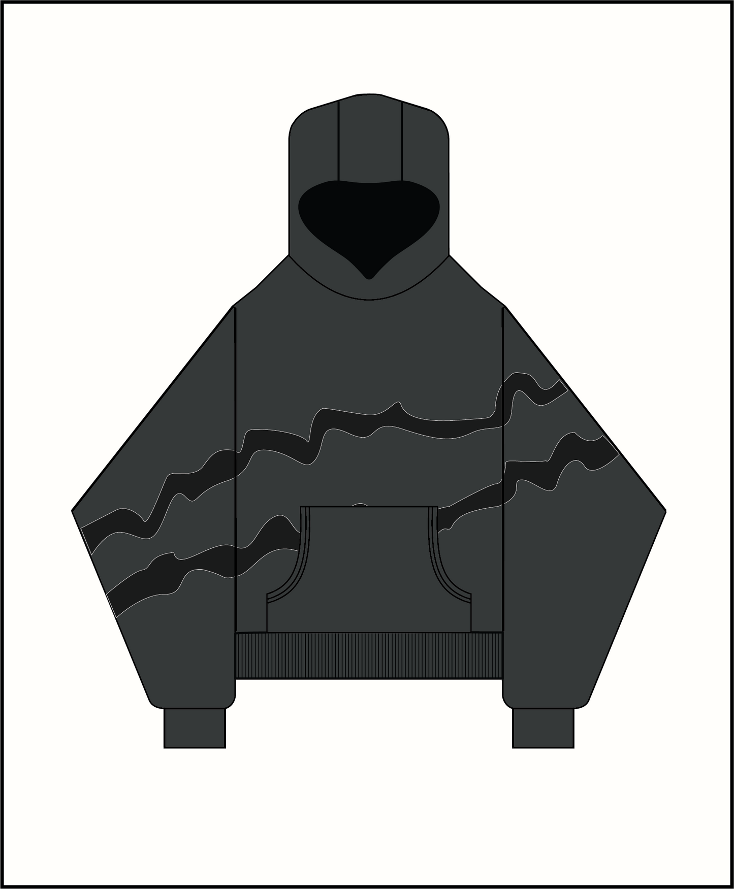 FIVO custom design boxy hoodie | Onyx black & Jet black