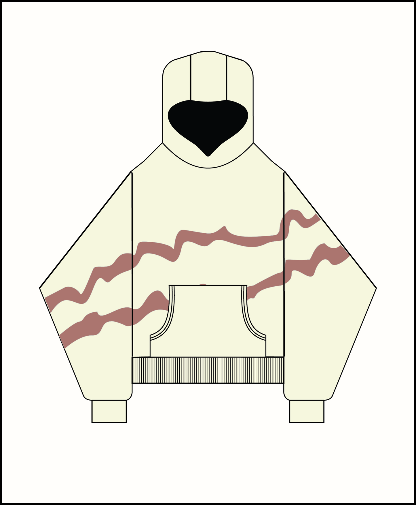 FIVO custom design boxy hoodie | Beige & Cocoa brown