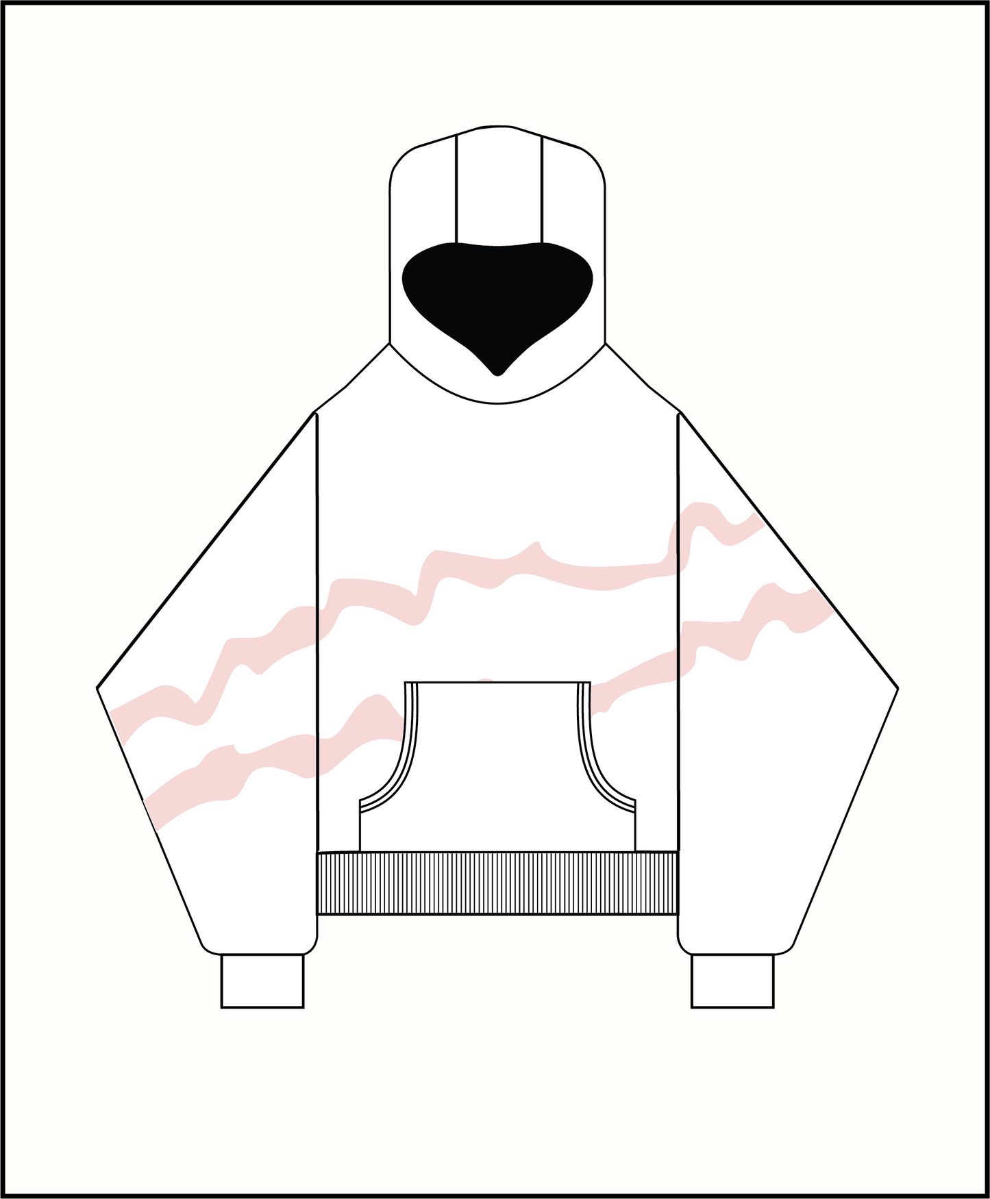 FIVO custom design boxy hoodie | White & Rose pink