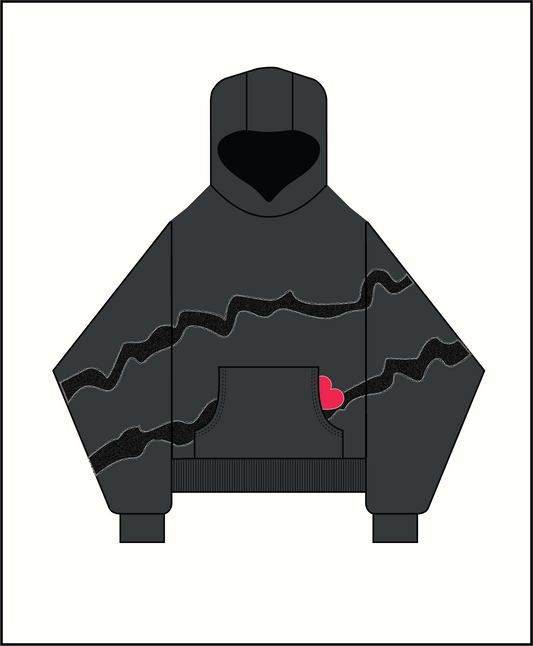 Heartline FIVO custom design boxy hoodie in onyx black