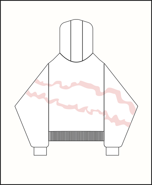 FIVO custom design boxy hoodie | White & Rose pink